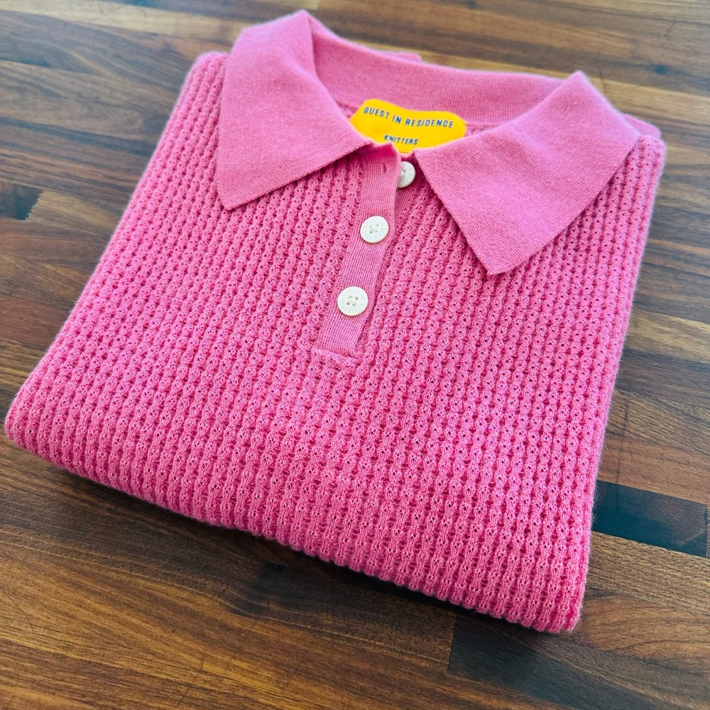 NWT - Guest in Residence Cashmere Polo in Rose - Large